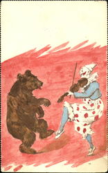 Pierrot and the Bear Bears Postcard Postcard