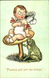 Please Get Off My Stool Frogs Postcard Postcard