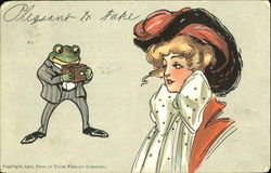Woman and Frog w/Camera Frogs Postcard Postcard