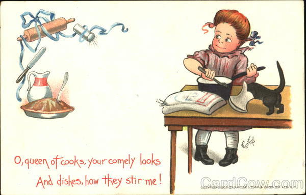 Young girl cooking E. Curtis