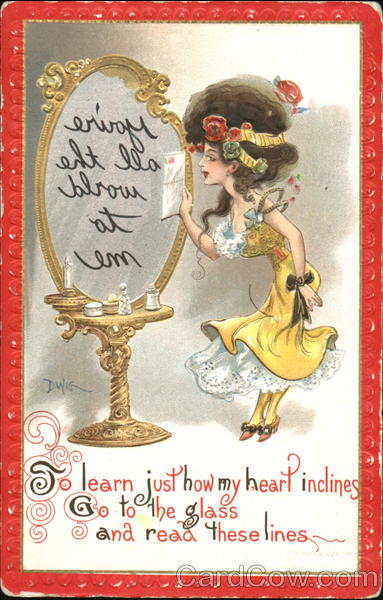 pretty woman with mirror message DWIG