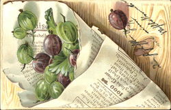 Grapes in a Newspaper Postcard