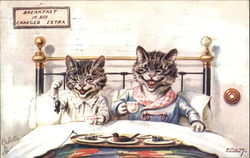 Breakfast In Bed Charged Extra - Cats William Henry Ellam Postcard Postcard