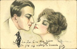 Man kissing a woman Postcard