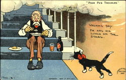 Poor Pa's Troubles Postcard