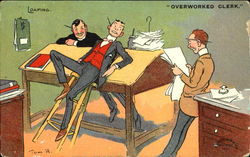Overworked Clerk Tom Browne Postcard Postcard