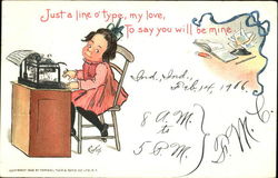 Just a line o' type, my love, to say you will be mine Postcard