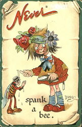 Never Spank A Bee Postcard