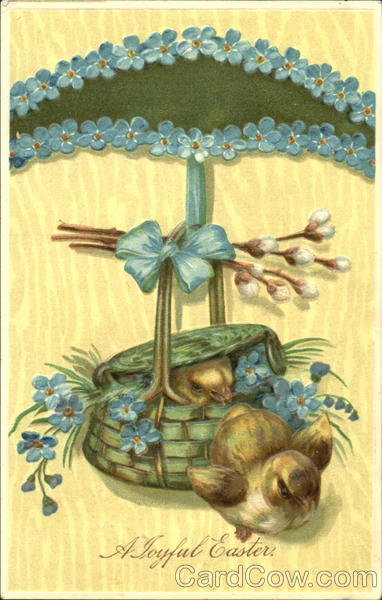 Two Chicks in Basket With Chicks