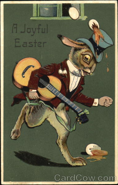 Easter Bunny With Guitar With Bunnies
