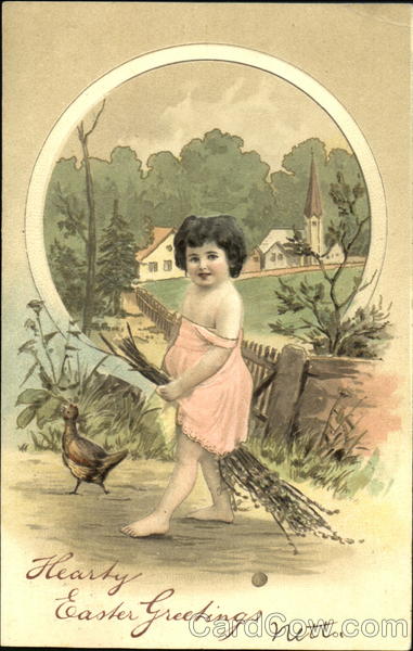 Small child in the garden at easter With Children