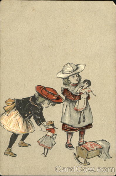girls playing with dolls