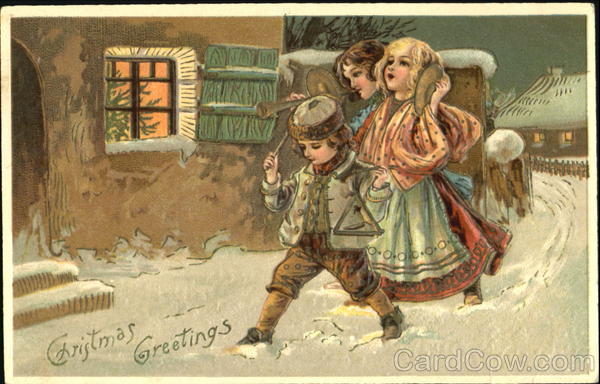 Children walking in the snow