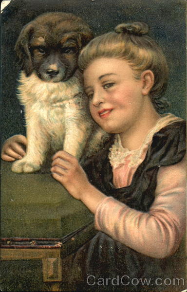 Girl with Puppy Dogs