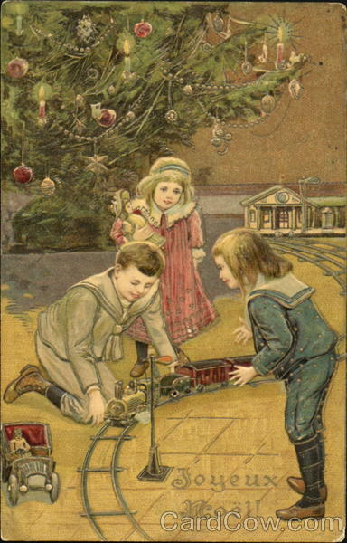 Children and toy train