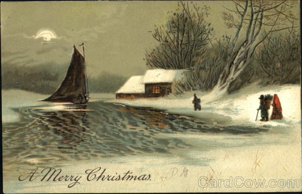 Winter scene on a lake Christmas