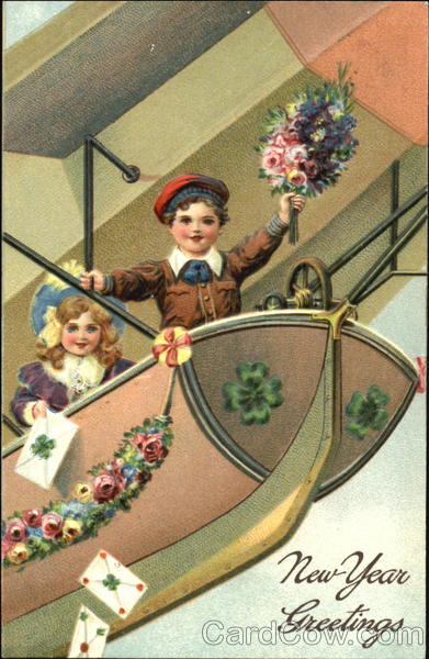 Two Children on Airship Aircraft