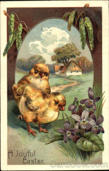 Easter Chicks with Flowers With Chicks