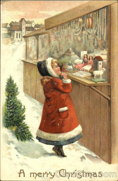 Girl Viewing Toys During Winter Children