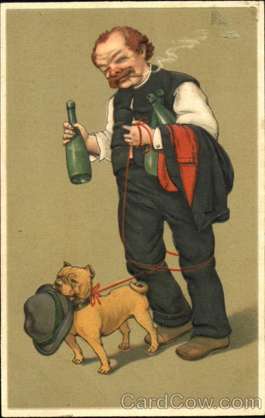 Town Drunk with Dog Drinking