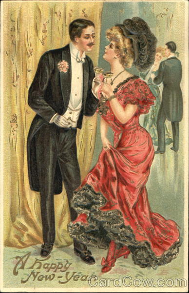 Couple Chats at a New Year's Ball