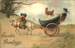 Carriage Full of Eggs Pulled by a Sheep Postcard