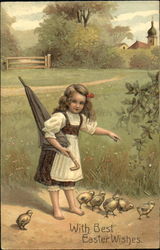Girl with Chicks Postcard