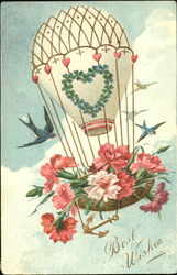 Hot Air Balloon & Birds Postcard