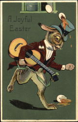 Easter Bunny With Guitar With Bunnies Postcard Postcard