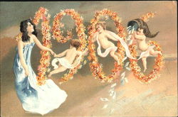 Angels with flowers 1906 Postcard