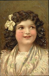 Portrait of Brown Haired Girl Postcard