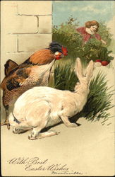 Little girl looking for easter eggs Postcard