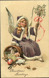 Christmas Angel with Toys Angels Postcard Postcard