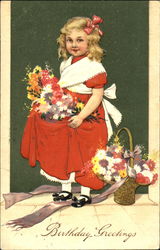 Young Girl with Flowers Postcard