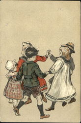 Five Children Playing Postcard