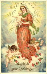 Mary holding baby Jesus Angels Postcard Postcard