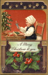 A Happy Child Discovers His Christmas Toy Soldier Postcard