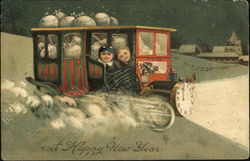 Boys and Clock Truck Full of Money Postcard