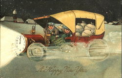 Man and child in delivery truck with Money Postcard