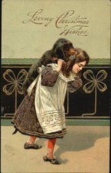 Girl carrying Daschund Girl carrying Daschund