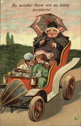 Couple Kissing in Car Postcard