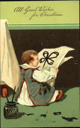 Baby with painting of flower Postcard