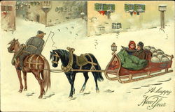 Winter Scene with Horse-drawn Sleigh Postcard