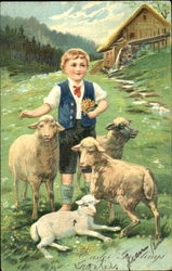 Boy with Sheep Postcard