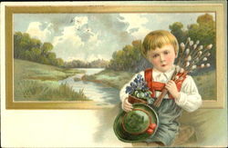 Little boy holding flowers Postcard