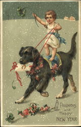 Dog and Child Delivering Message in the Snow Postcard