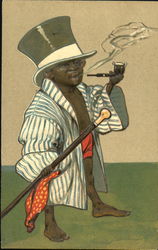 Young Boy Dressed in Father's Clothes Postcard