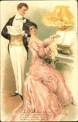 Playing and Singing in the Music Salon Postcard