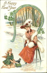 Beautifl lady and the cleaning shoes boy Postcard