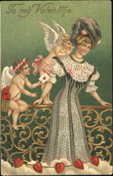 Valentine being delivered by small angels Valentine being delivered by small angels